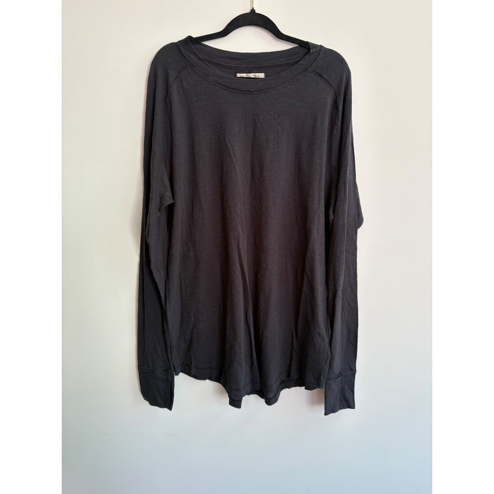 We the Free by Free People Arden Long Sleeve Tee Black Large new NWOT - Picture 4 of 10